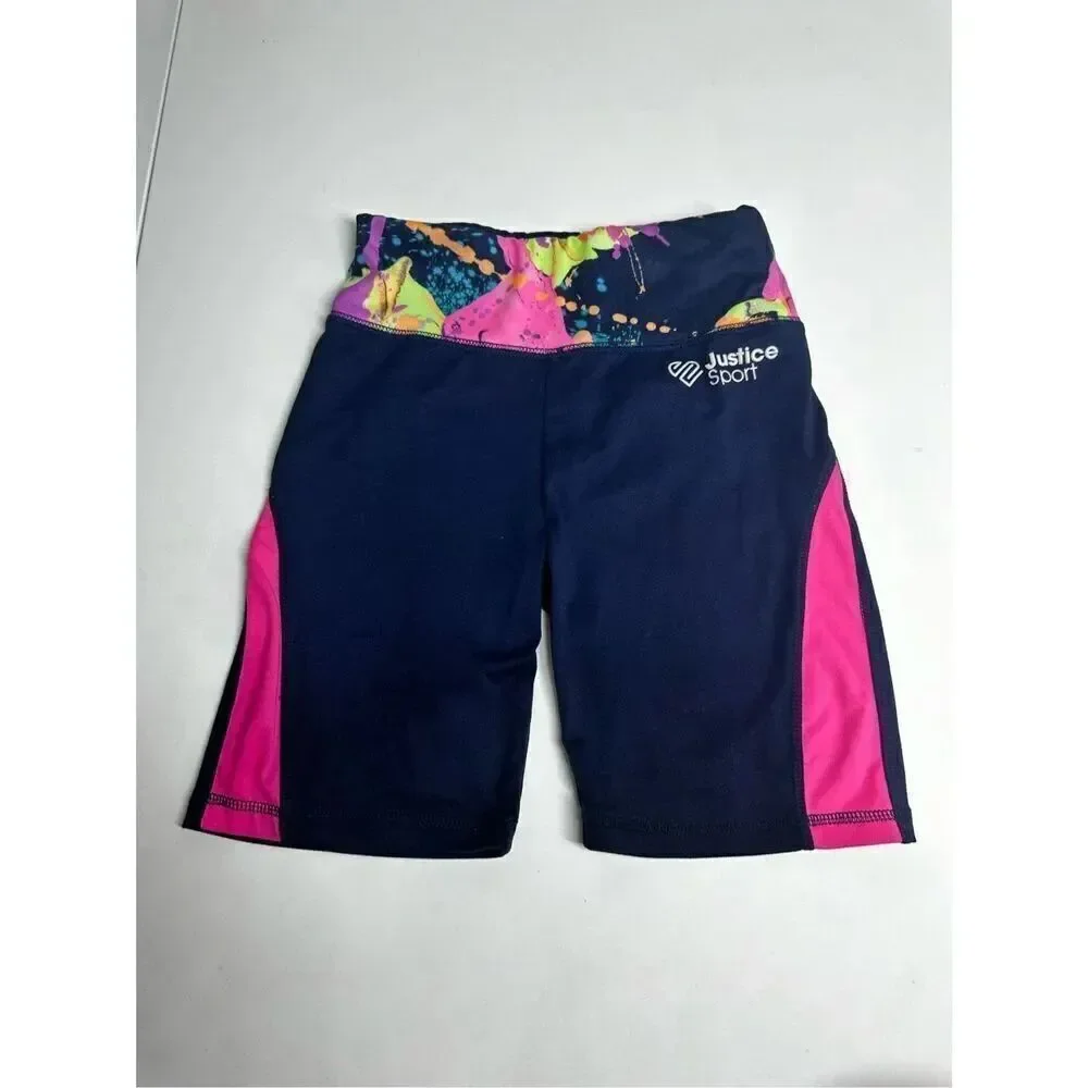 Justice Girls Shorts Logo Printed Navy Blue Pink Size M (10)